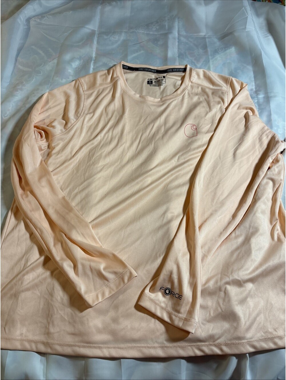 Carhartt Force Sun Defender Relaxed Peach Long Sleeve T-Shirt: Women’s Size XL